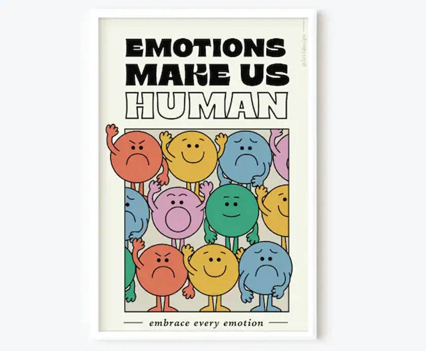 Les émotions nous rendent humains - Impression 11x17 / Art mural / Affiche / Décoration intérieure / Illustration / Impressions pour encadrement / Décor