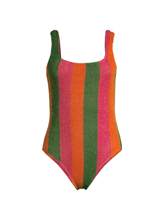 Farm Rio R22 Shimmering Striped One-Piece Swimsuit