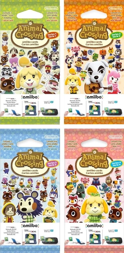 Amazon.com: Nintendo Animal Crossing Amiibo Cards - Series 1-4 - 4 Pack - 12 Cards Total : Video Games