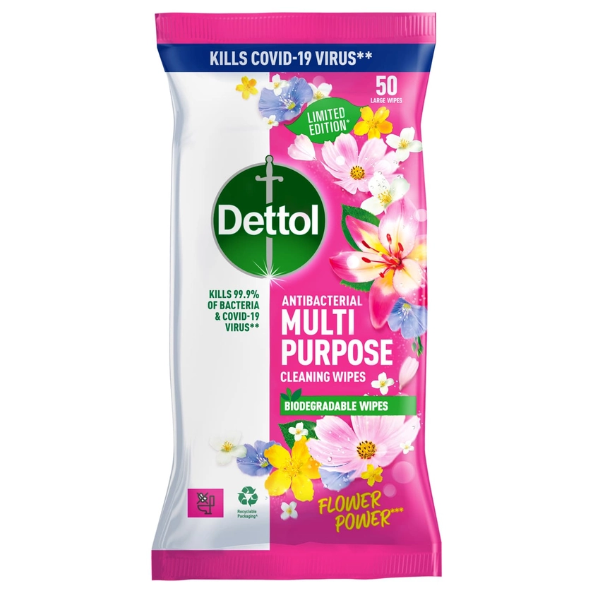 Dettol Antibacterial Multi Purpose Cleaning Wipes 50pk