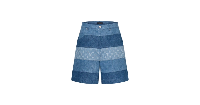 Les collections de Louis Vuitton : Short rayé patchwork en denim