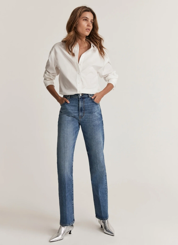 Mid Indigo Straight Jeans