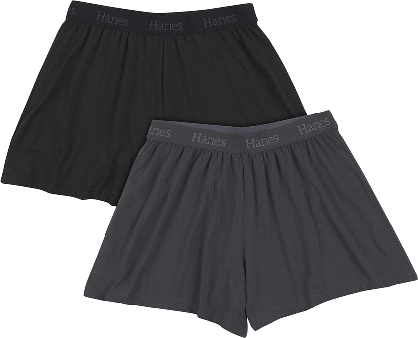 Hanes Women's Originals SuperSoft Sleep Shorts, Comfywear Lounge Shorts, 3.25", 2-Pack
