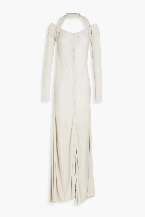 JACQUEMUS Lagoa cold-shoulder knitted halterneck maxi dress | THE OUTNET