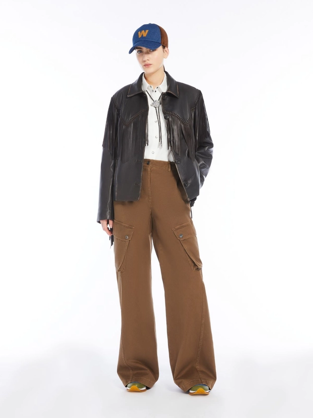 Fringed Nappa leather country jacket, dark bown | Weekend Max Mara 