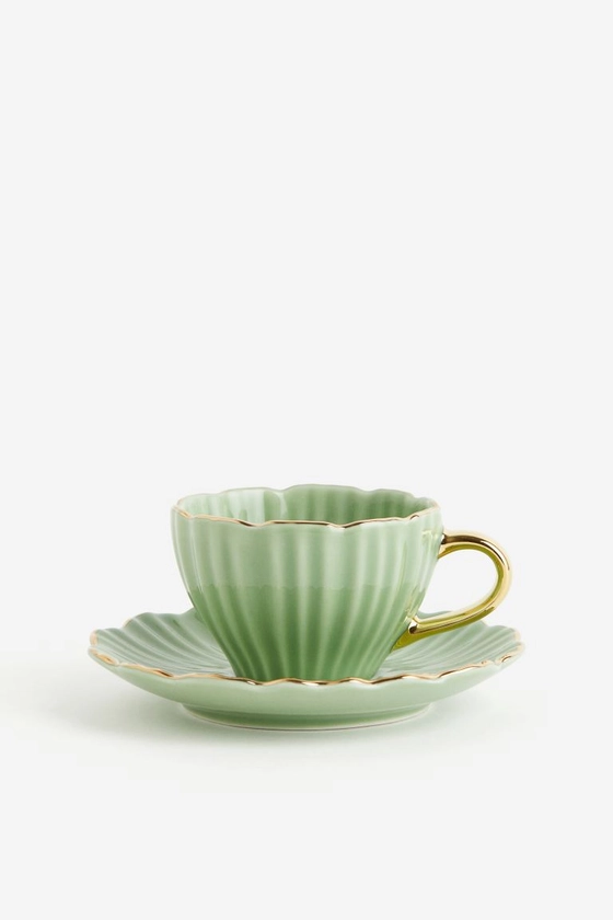 2-pack porcelain espresso cups with saucers