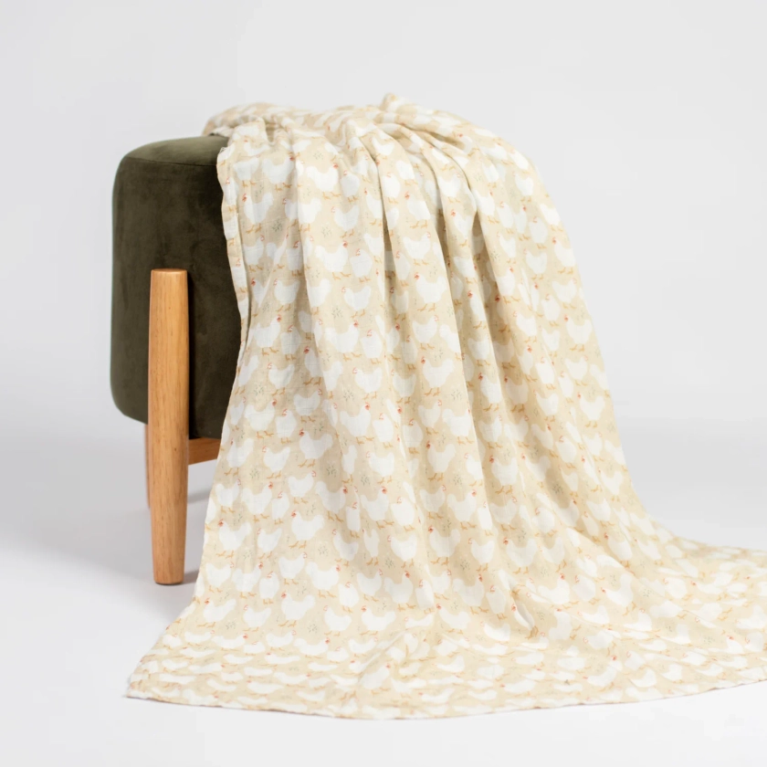 Oversized Spring Chicken Muslin Blanket