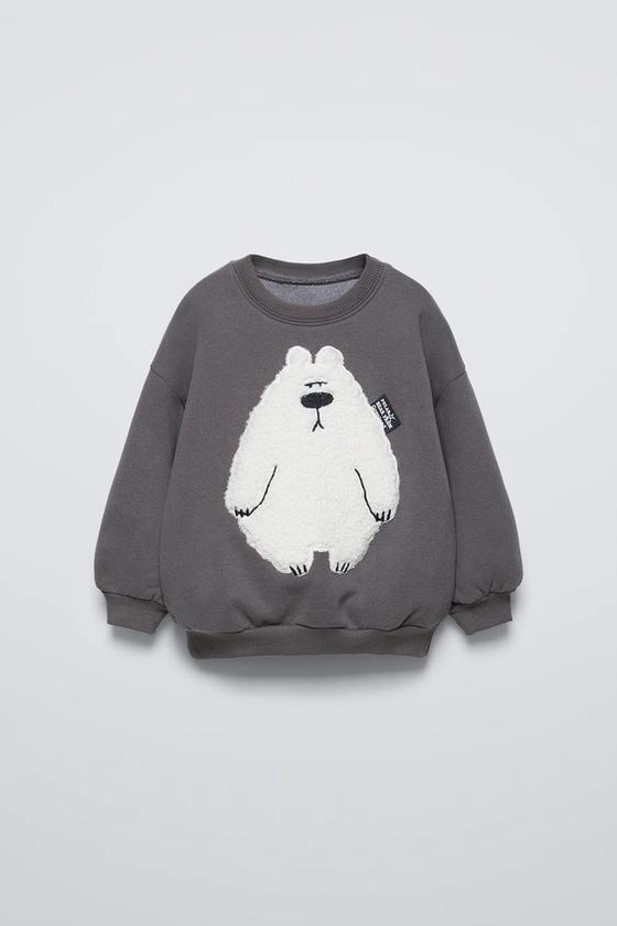 FAUX SHEARLING BEAR SWEATSHIRT