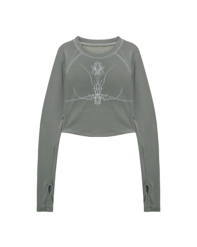 Lotus crew neck top (Khaki) - hug your skin