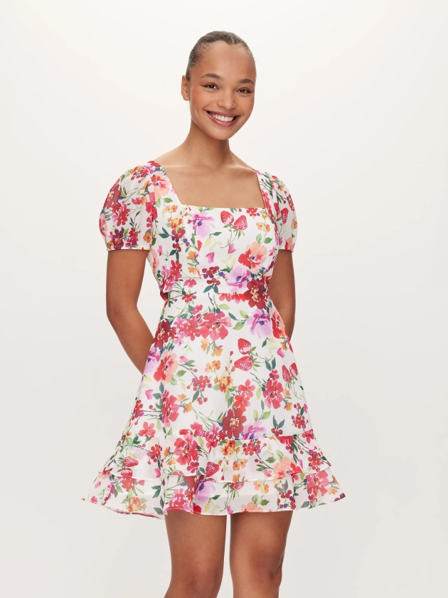 Lottie Puff Sleeve Dress Strawberry Floral - Dotti Online