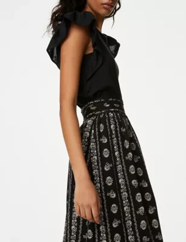 Printed Midi A-Line Skirt | M&S Collection | M&S