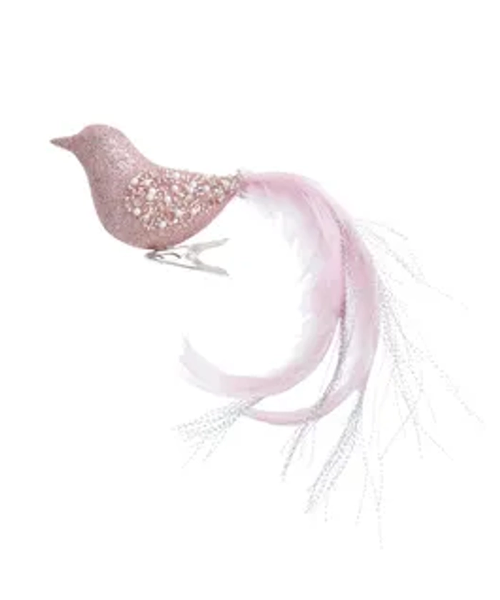 Feather Pink Bird Clip-On Ornament