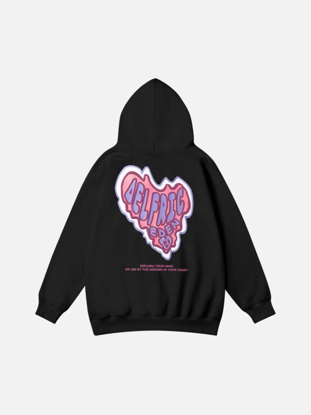 Aelfric Eden Pink Heart Print Hoodie