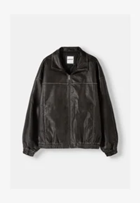 Bershka Veste en similicuir - black/noir - ZALANDO.FR