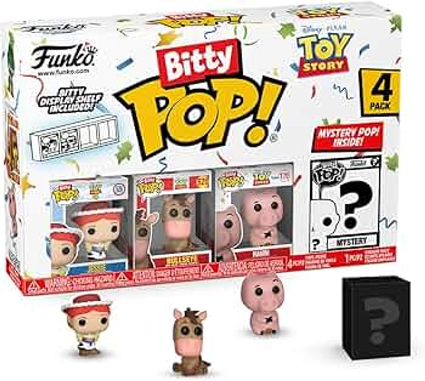 Funko Bitty Pop! Toy Story - Jessie 4PK - Jessie, Bullseye, Hamm et Une Mini-Figurine Mystère en Surprise - 2.2 Cm Collectionnable - Étagère Empilable Incluse - Idée de Cadeau Fans