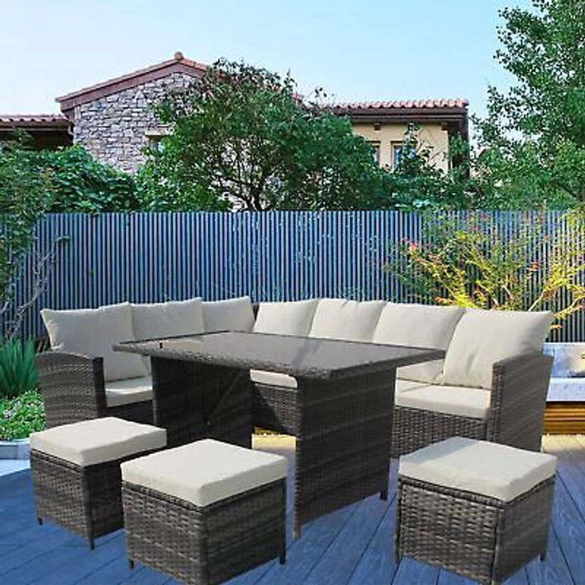 Rattan Outdoor Garden Furniture Conservatory Corner Sofa Patio Set 9 Seater | eBay