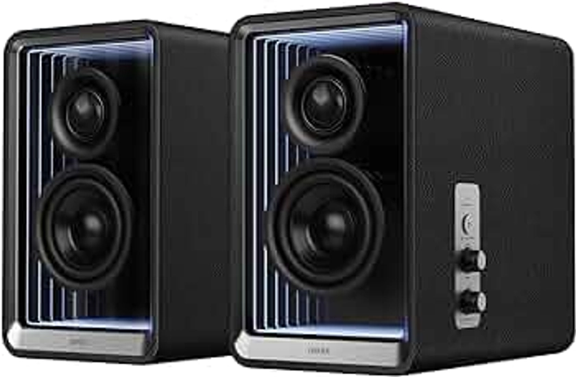 Edifier QR65 Active Monitor Speakers with 65W GaN Fast Charger Function, 70W RMS Bluetooth Computer Speakers with Hi-Res 24bit Wireless Audio, Subwoofer Out and Light Effects (Black)