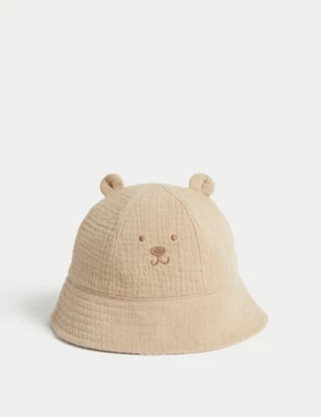 Kids' Pure Cotton Bear Sun Hat (0-18 Mths) | M&S Collection | M&S