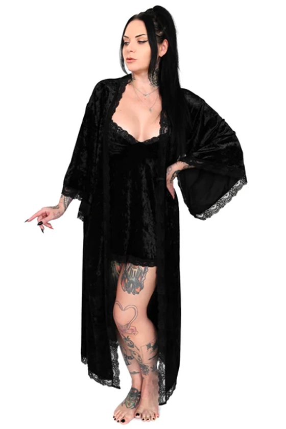 Bathory Dressing Robe - Black Velvet