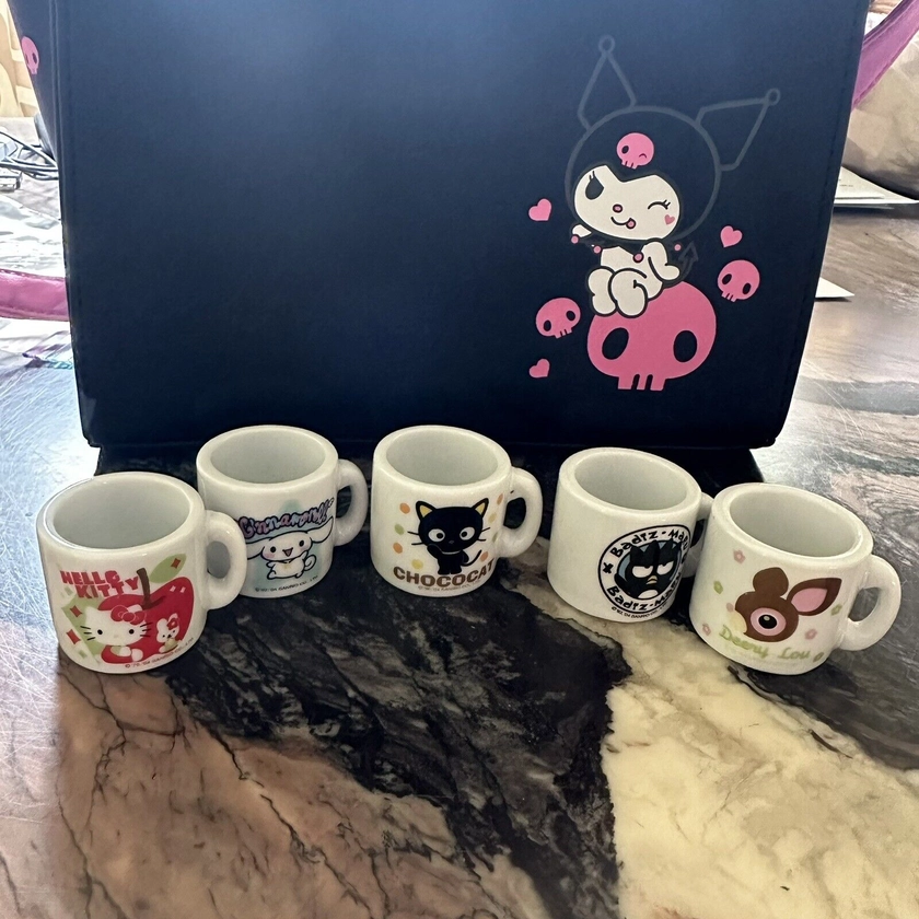 RARE Hello Kitty Miniature Ceramic Porcelain Cup Mug Sanrio set chococat