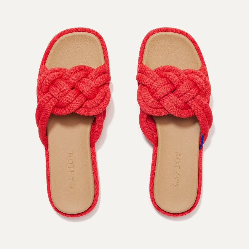 Women's Flat Slide Sandals in Red Hot