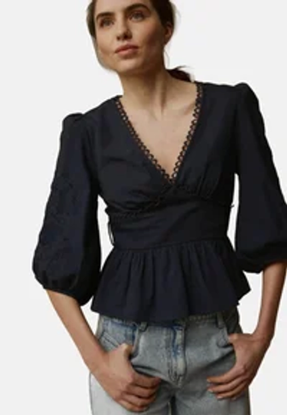 EMBROIDERED - Blouse - navy