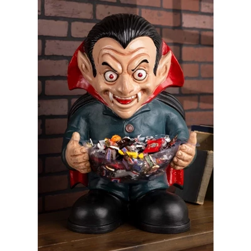 HalloweenCostumes.com Standard Dracula Vampire Candy Bowl & Holder Decoration | Halloween Party Supplies & Decor | Candy Dish Container, Black/Red