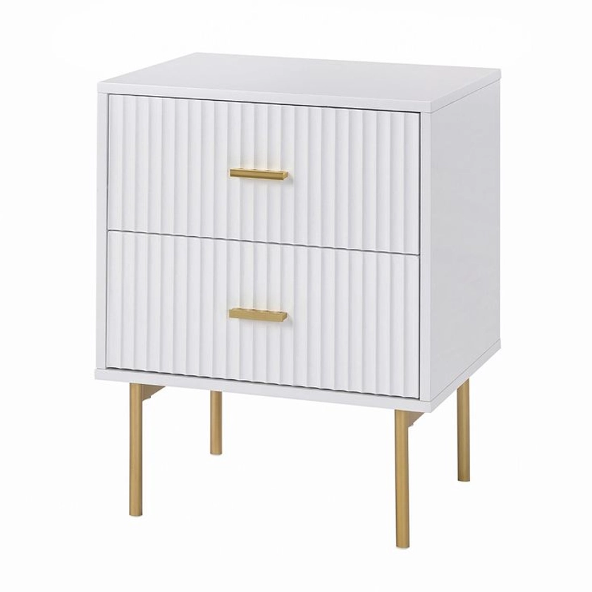 Conrad 2-Drawer Nightstand with Metal Legs | HULALA HOME-WHITE | Contemporary nightstand, Bedside tables for sale, Storage spaces