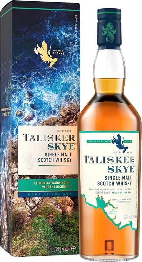 Talisker Skye Single Malt Scotch Whisky | 45.8% vol | 70cl | Scottish Whisky with Fresh Citrus Bursts & Underlying Sweetness | Peated & Smoky Single Malt Whisky | Made by the Sea