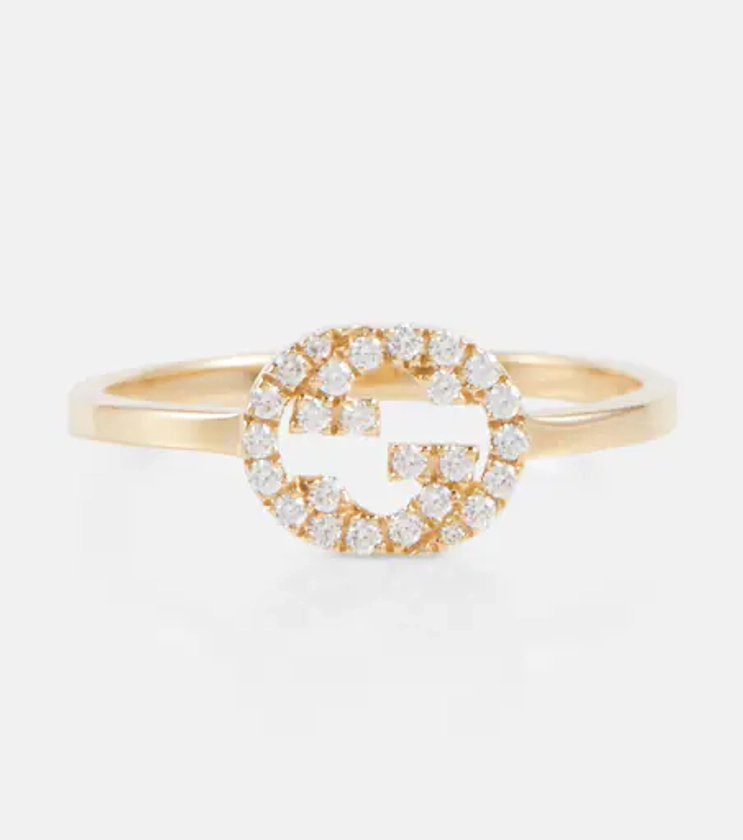 Interlocking G 18kt gold ring with diamonds in gold - Gucci | Mytheresa