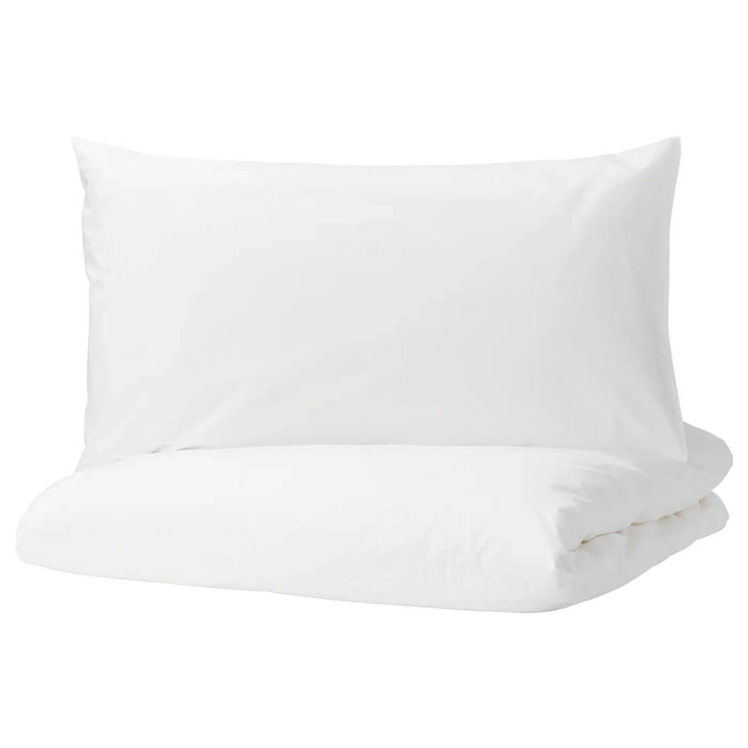 DVALA white, Quilt cover and 2 pillowcases, 240x220/50x80 cm - IKEA