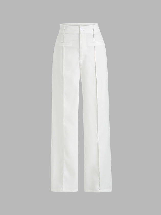 Solid Stitch Straight Leg Trousers