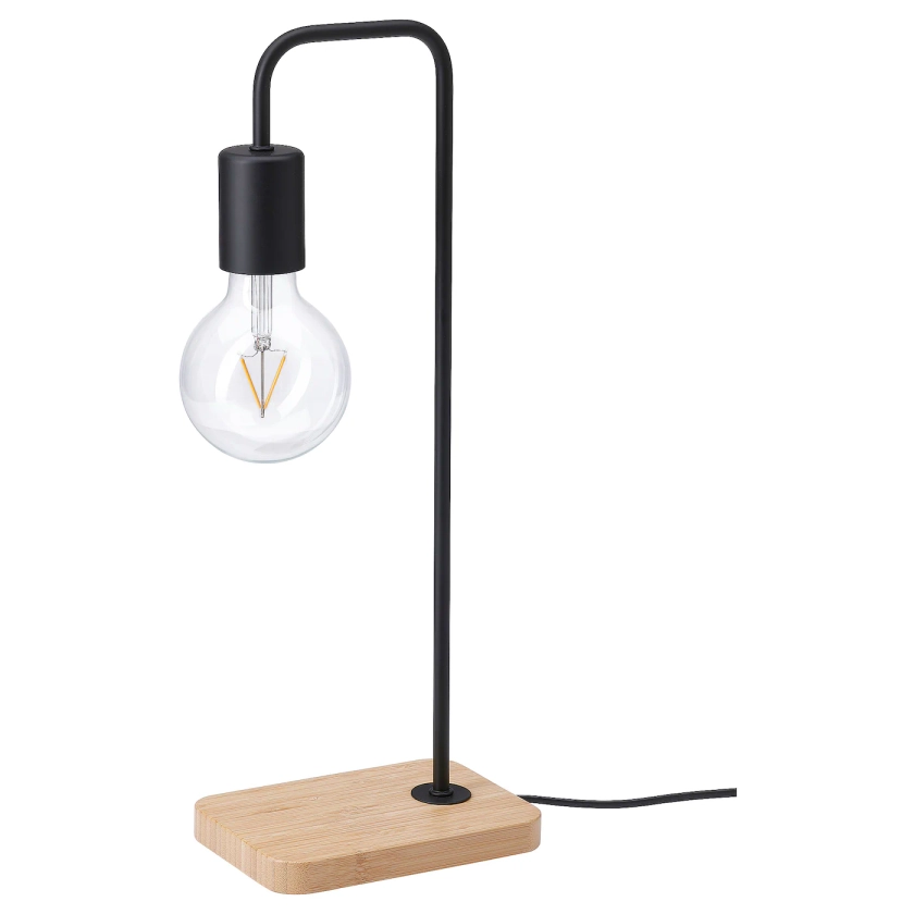TVÄRHAND Lampe de table, noir/bambou - IKEA