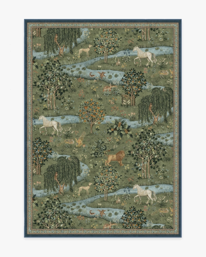 Morris & Co. Owl & Willow Green Rug | Ruggable