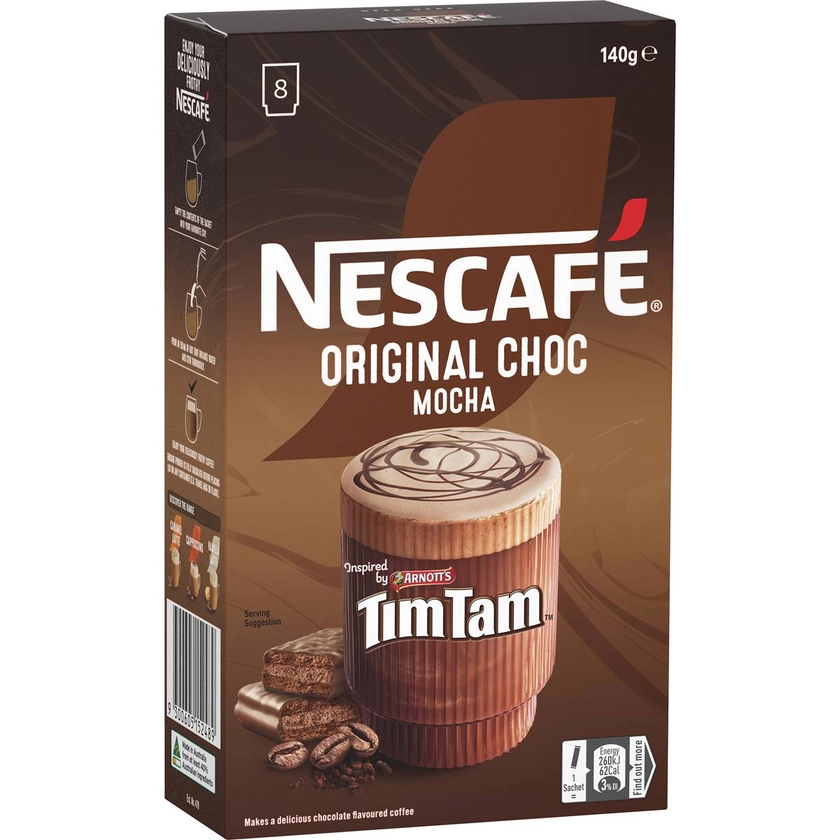 Nescafe Original Choc Mocha Tim Tam Coffee Sachets 8 Pack | Woolworths