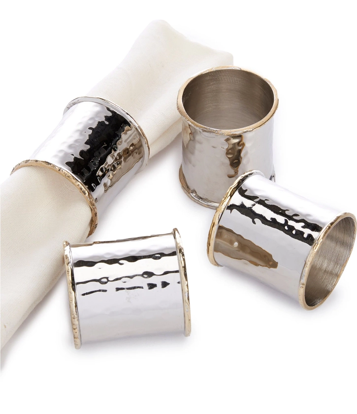 Southern Living Hammered Silver / Gold Napkin Rings, Set of 4 | Dillard's