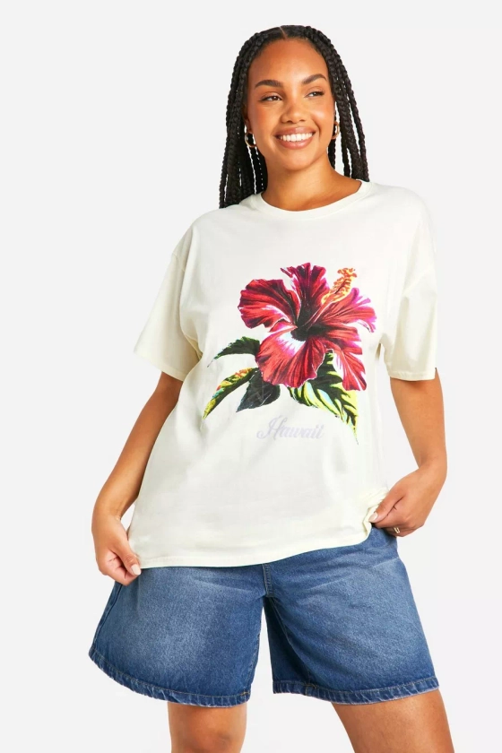 Plus Hawaii Flower Oversized T-shirt