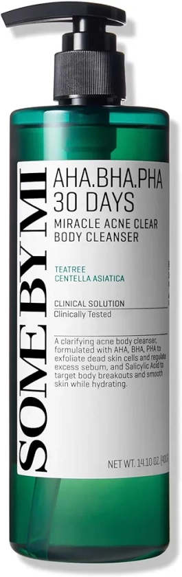 SOME BY MI AHA BHA PHA 30 Days Miracle Acne Clear Body Cleanser - 13.5Oz, 400ml - Daily Body Wash for Acne Prone Skin - Mild Exfoliating Effect, Deep Cleanses Sebum and Dead Cells - Korean Skin Care