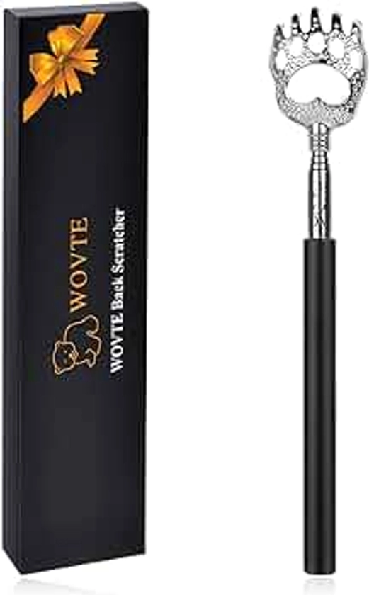WOVTE Bear Claw Black Telescopic Back Scratcher, Extendable Back Scratcher for Men Women Adults Stocking Stuffers, Fathers Day Mothers Day Gifts Birthday Gifts for Men Women Dad Husband