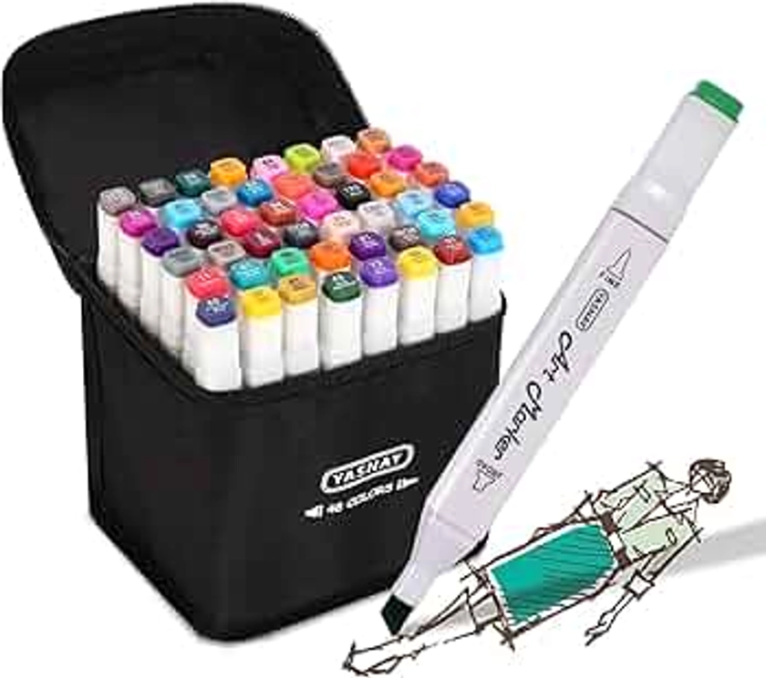 Alcohol Markers, 48 Colors Dual Tip Art Markers, Drawing Markers, Coloring Marker for Kids Sketching Adult Coloring