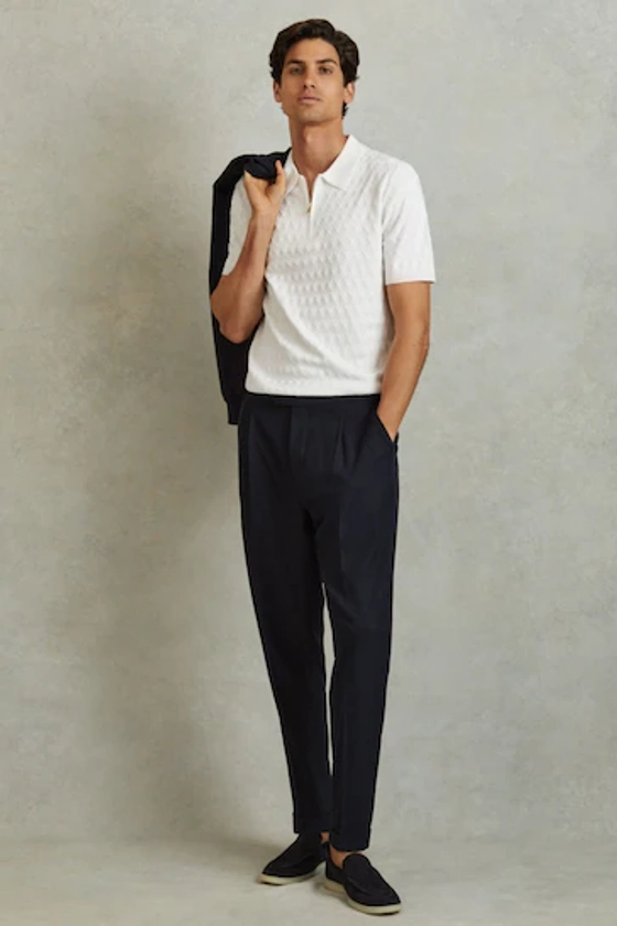 Buy Reiss White Rizzo Half-Zip Knitted Polo Shirt from the Next UK online shop
