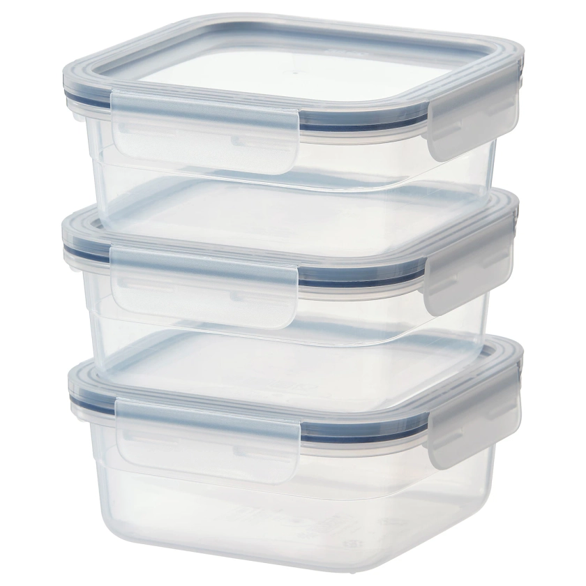 IKEA 365+ square, plastic, Food container, Package quantity: 3 pack - IKEA