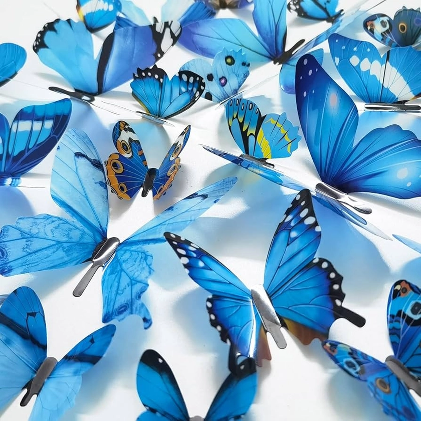 Amazon.com: Ewong 72PCS Butterfly Wall Decals 3D Butterflies Wall Art Craft Decor Removable Mural Sticker Home Kid Girl Bedroom Bathroom Baby Room Nursery Classroom Office Party Decoration (Blue) : Baby