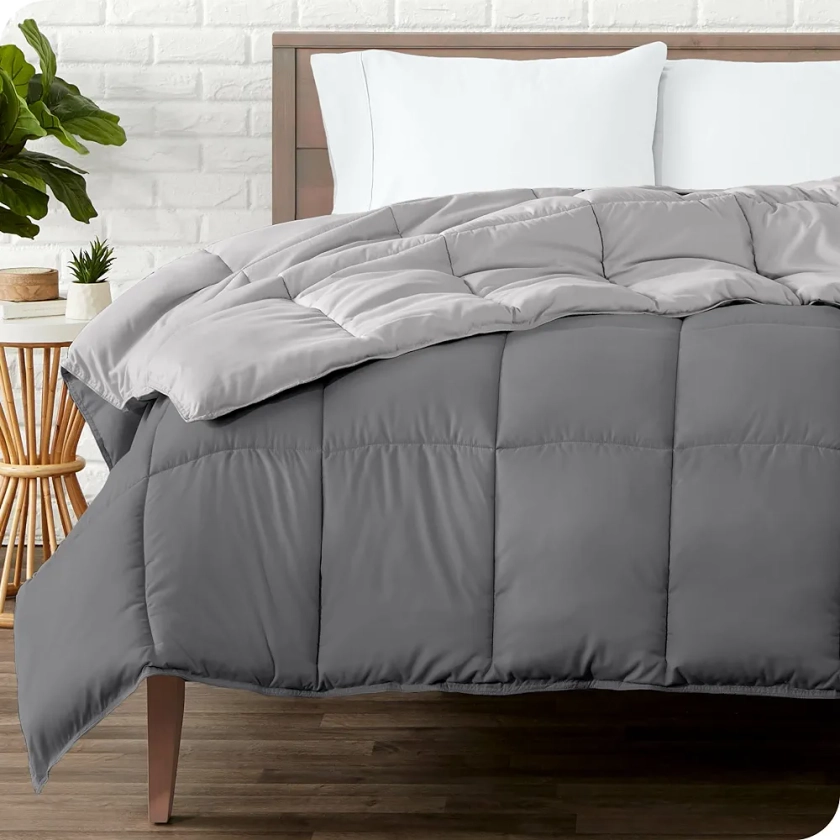 Bare Home Comforter - Reversible Colors - Goose Down Alternative - Ultra-Soft - Premium 1800 Series - All Season Warmth - Bedding Comforter (Twin/Twin XL, Grey/Light Grey)