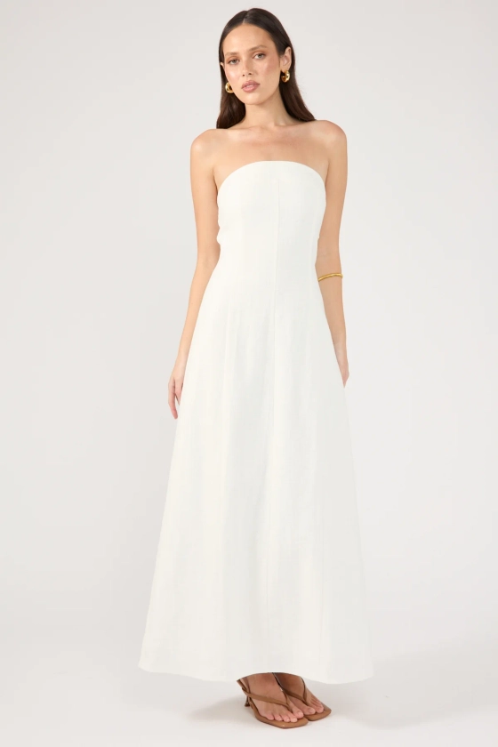 Perfect Stranger Menorca Strapless Maxi Dress White