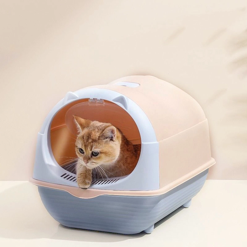 Hooded Cat Litter Box with Front Door Flap and Carry Handle with Scooper, Litter Tray for Cats and Kittens | Rayane's Beautiful Homes | Beirut, Lebanon