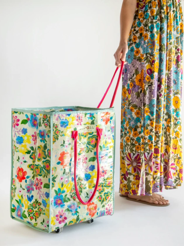 Rolling Tote - Floral Garden