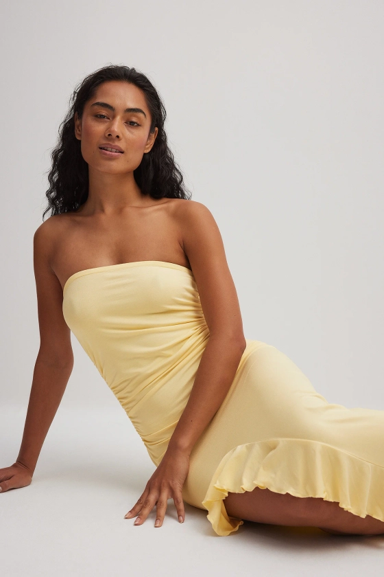 Robe longue sans manches en jersey Jaune