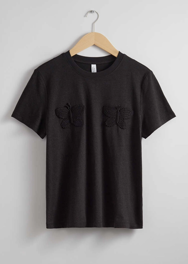 T-shirt en lin mélangé - Noir - T-shirts - & Other Stories FR