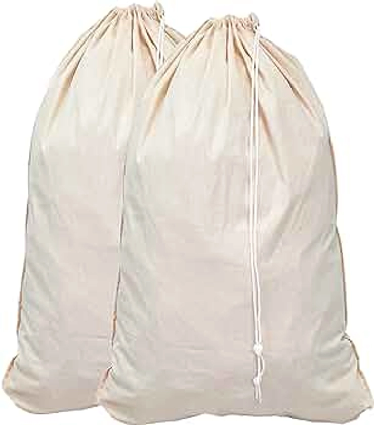 Simple Houseware Extra Large Natural Cotton Laundry Bag, Beige (28" x 36") - 2 Pack